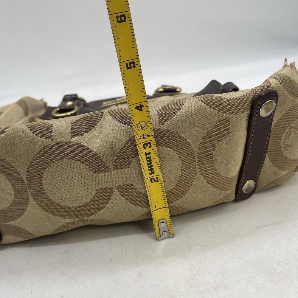 Coach Ashley Metallic Signature Carryall Logo Womens Brown Tan Leather Canvas - Picture 5 of 14